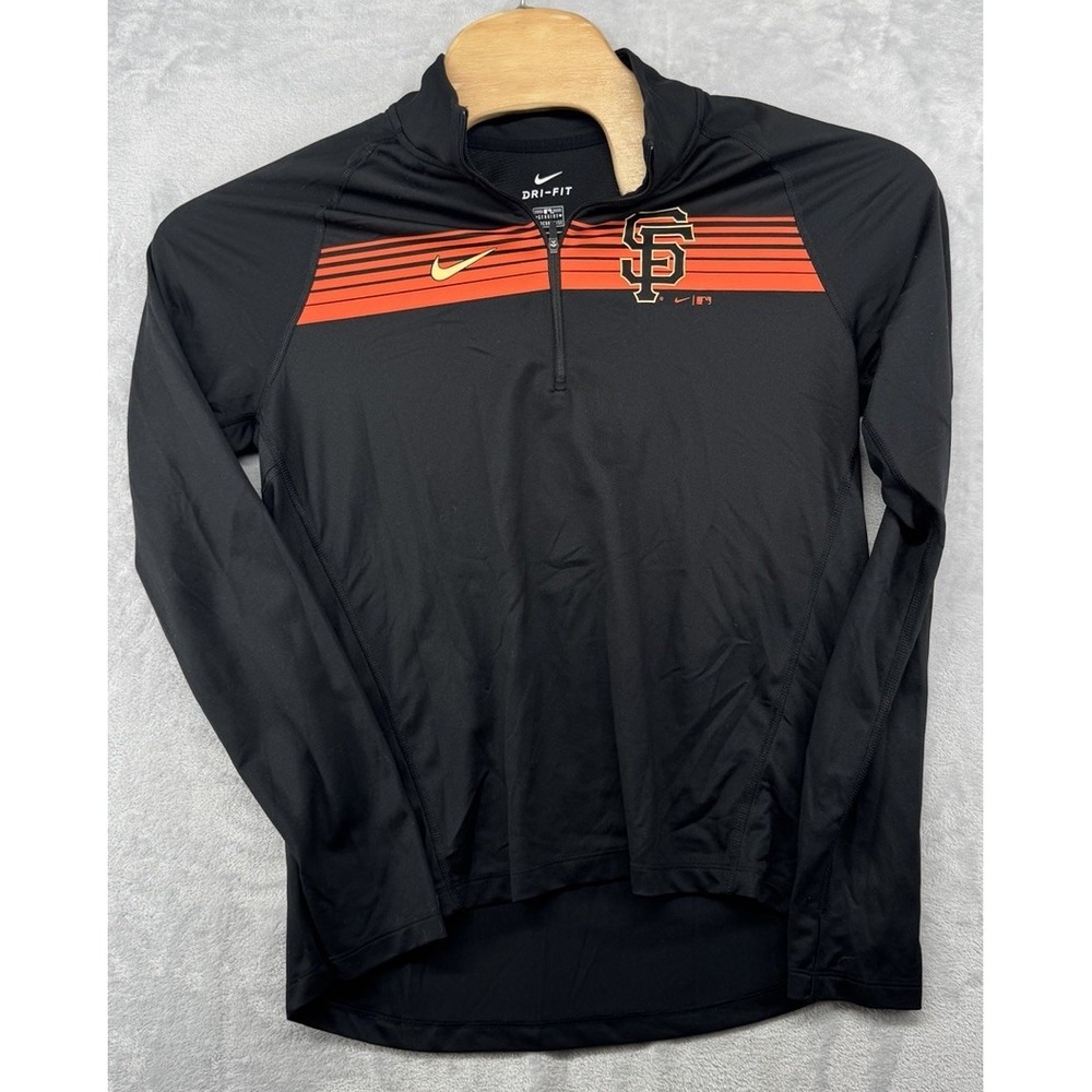 Nike Dri-Fit San Francisco Giants 1/4 Zip Pullover Black LS Shirt Women's Size L